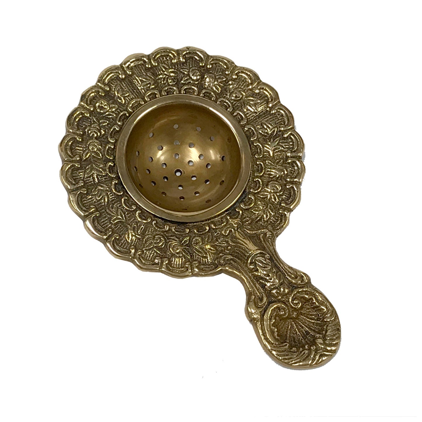 Antique Brass Tea Strainer. From US