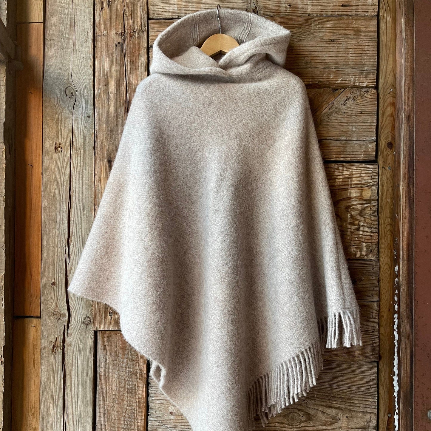 100% Lambswool, Cozy Hooded Poncho | Crafted in Latvia