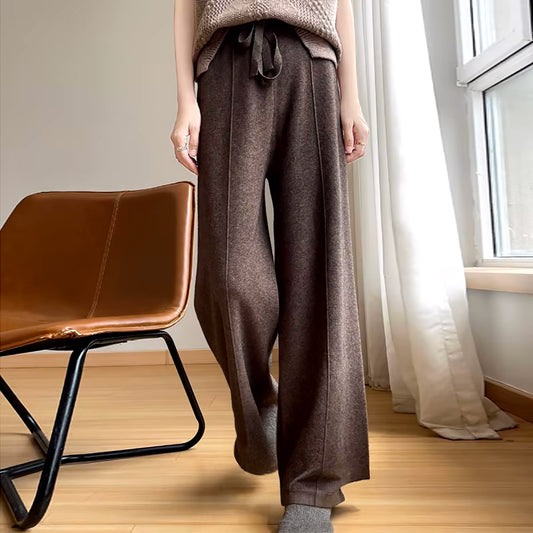 Cozy High-Waist Cashmere Lounge Pants