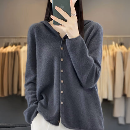 Merino Wool Hoodie Cardigan