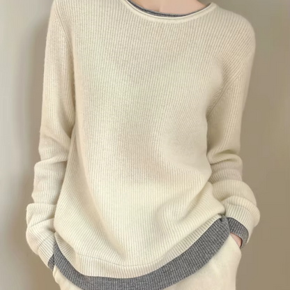 Pure Wool O-Neck Two-Piece Knit Set