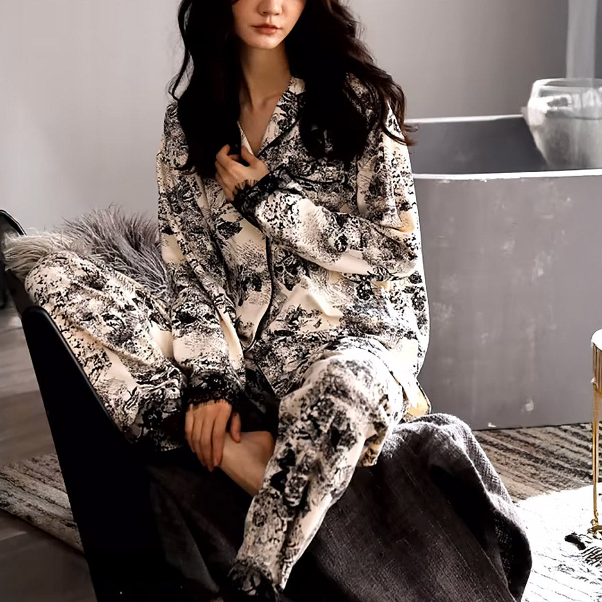 Bold Brushstroke Kimono Lounge Set