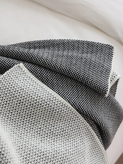 Dual-Tone Knitted Throw Blanket