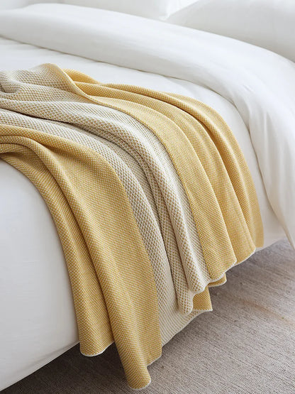 Dual-Tone Knitted Throw Blanket