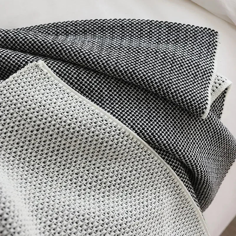 Dual-Tone Knitted Throw Blanket