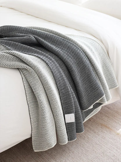 Dual-Tone Knitted Throw Blanket