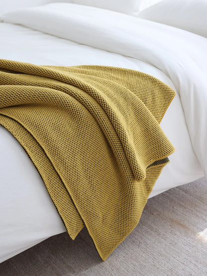 Dual-Tone Knitted Throw Blanket