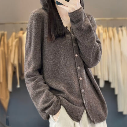 Merino Wool Hoodie Cardigan