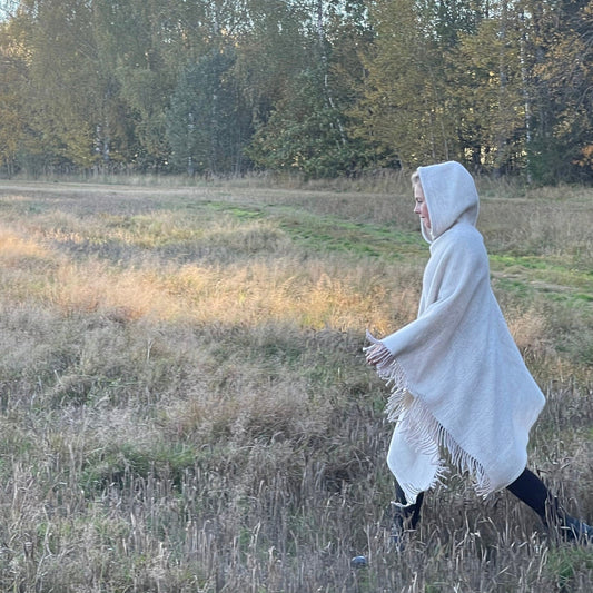 100% Lambswool, Cozy Hooded Poncho | Crafted in Latvia