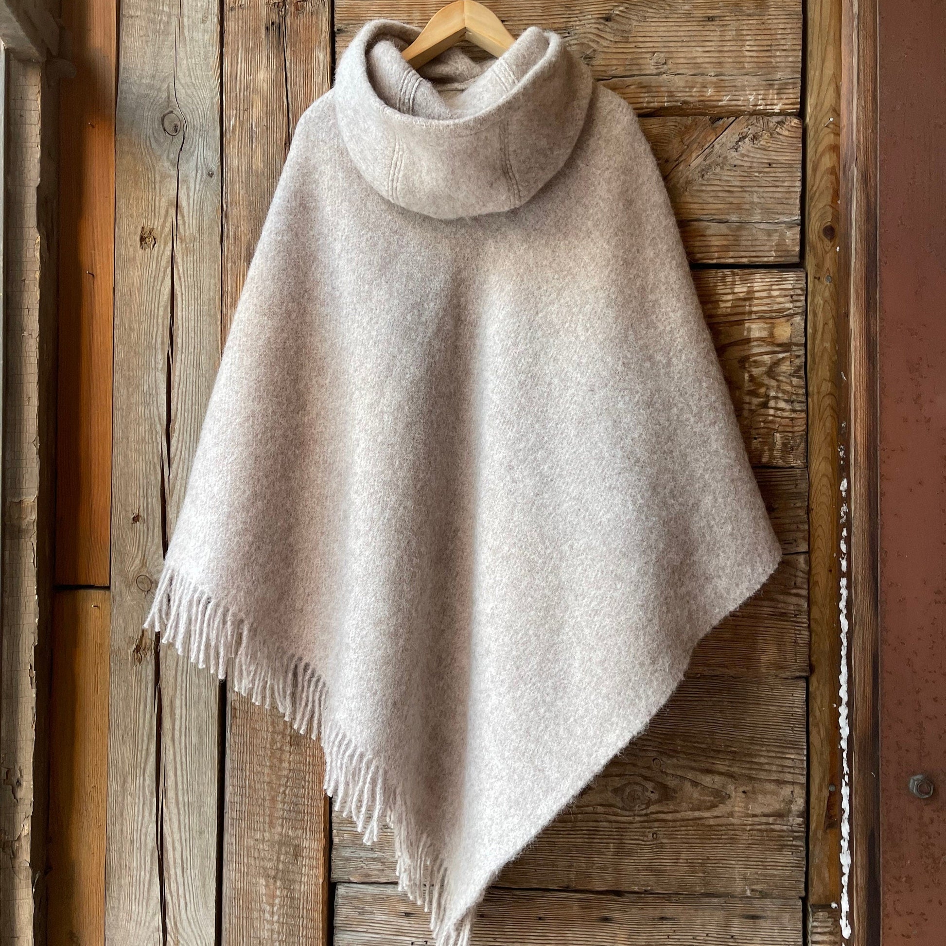 100% Lambswool, Cozy Hooded Poncho | Crafted in Latvia
